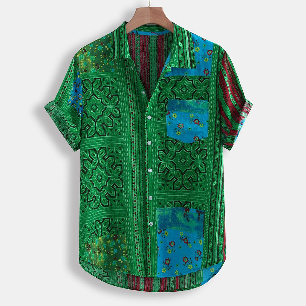 Holiday style beach shirt in Blue, Green, Yellow or Red