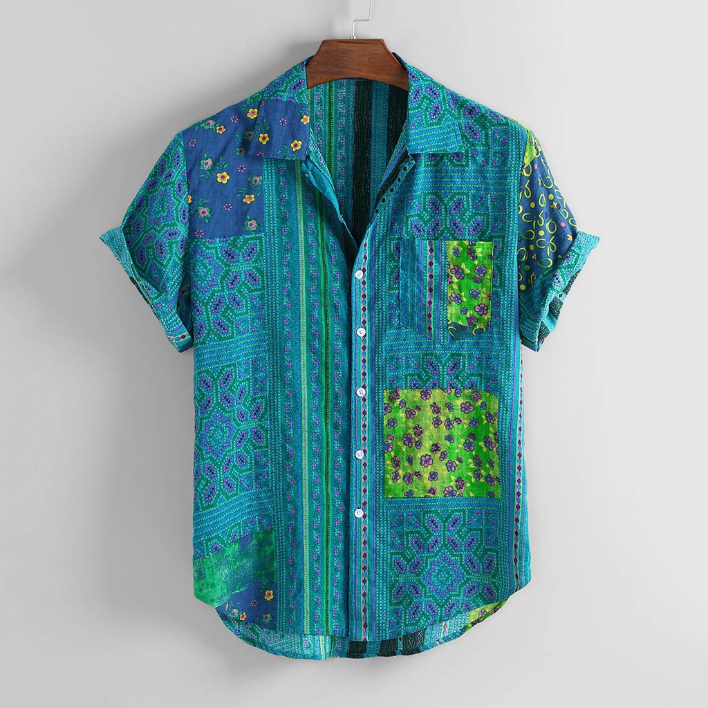 Holiday style beach shirt in Blue, Green, Yellow or Red