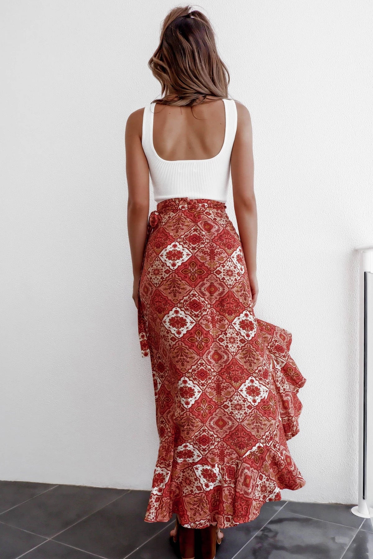 Becka Wrap print skirt. Colour options available