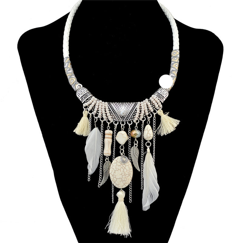 Bohemian feather necklace, more colours available