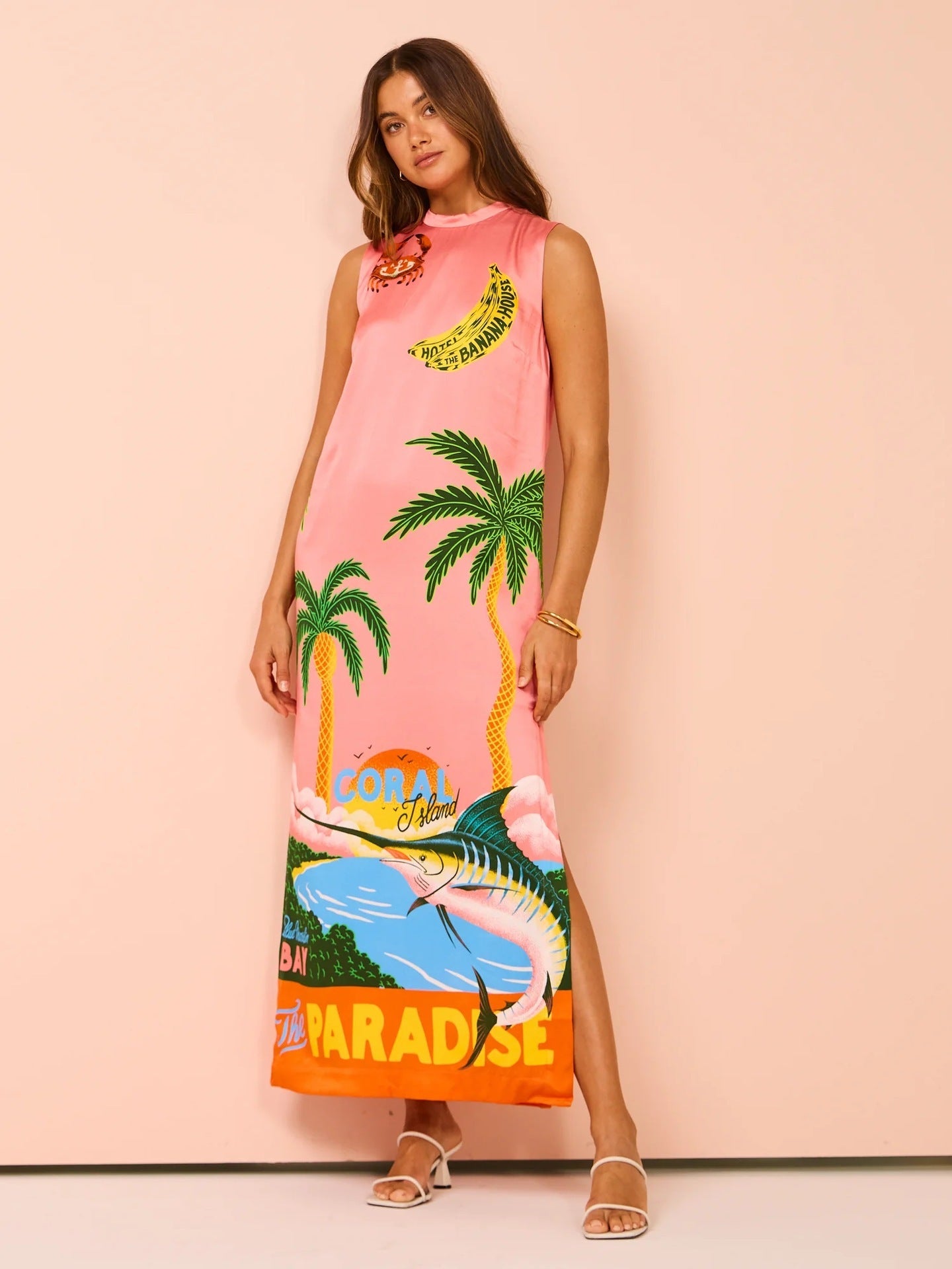 Palms Vacation Satin Dress