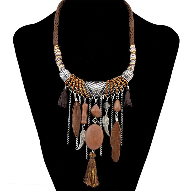 Bohemian feather necklace, more colours available