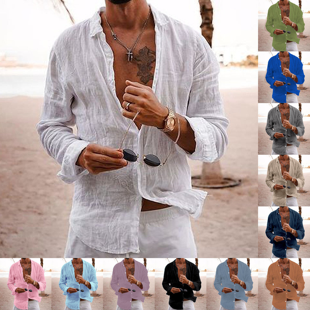 Blaze Relaxed Beach Linen Shirt. Colour Options Available