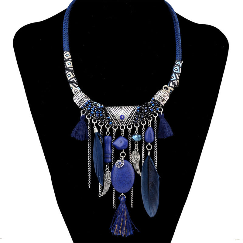 Bohemian feather necklace, more colours available