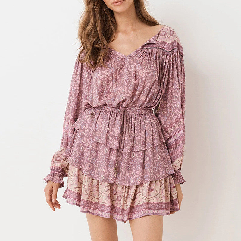 Retro Bohemian Print Dress