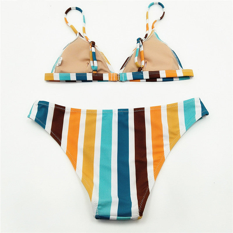 Striped split swimsuit