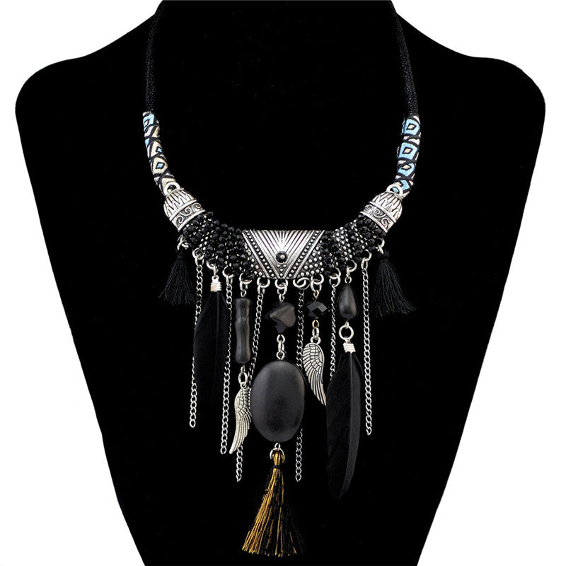 Bohemian feather necklace, more colours available