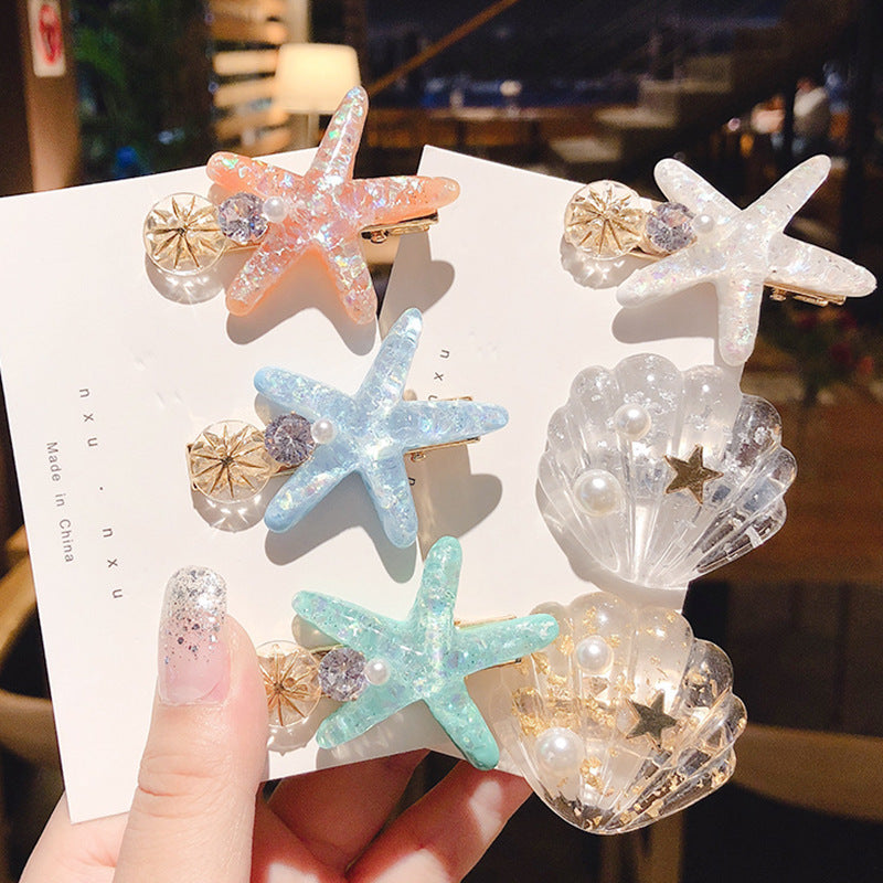 Ocean Shell Starfish Hair Clip