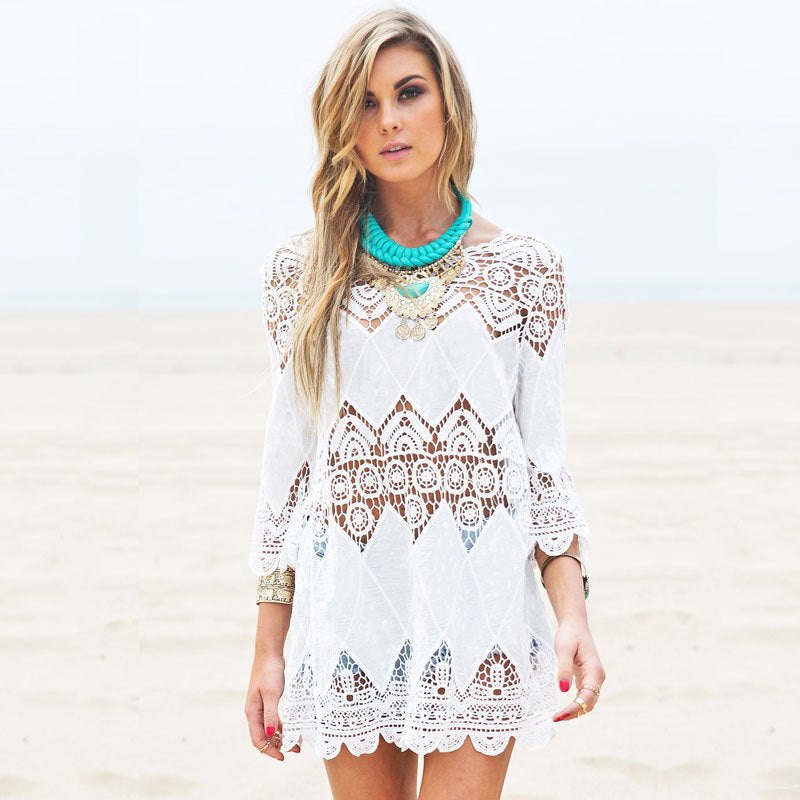 Embroidered Beach Midi Dress